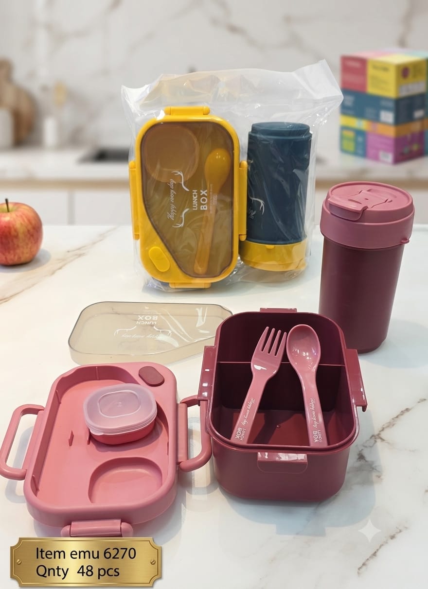 Premium Lunch Box Set with Bottle & Cutlery