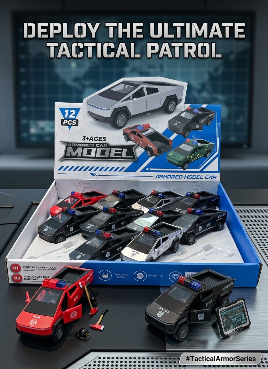 12-Piece Tactical Armored Model Car Set – Assorted Police, Fire & Patrol Vehicles