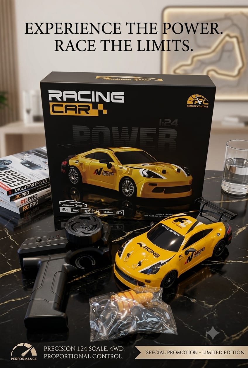 1:24 Scale 4WD Racing RC Car – Yellow