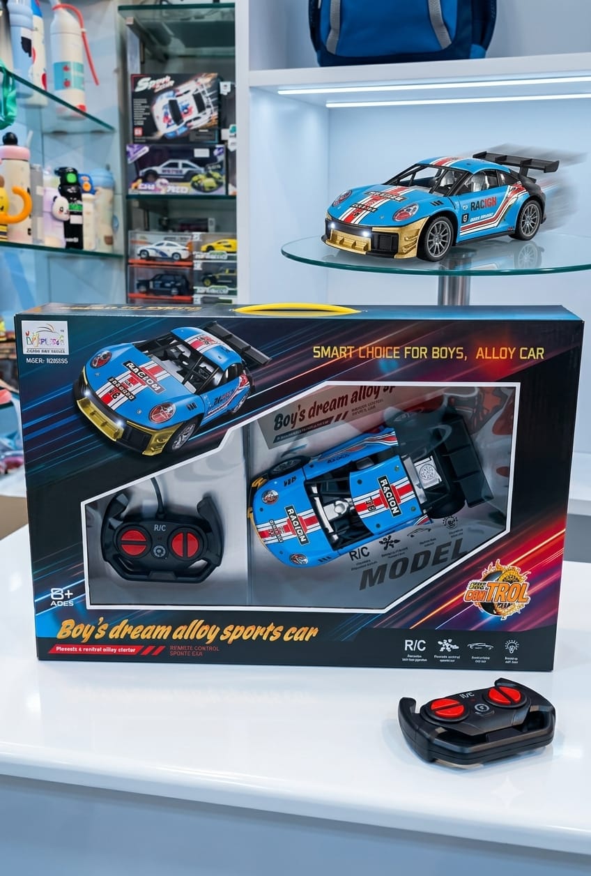 Blue Remote Control Alloy Sports Racing Car with Controller