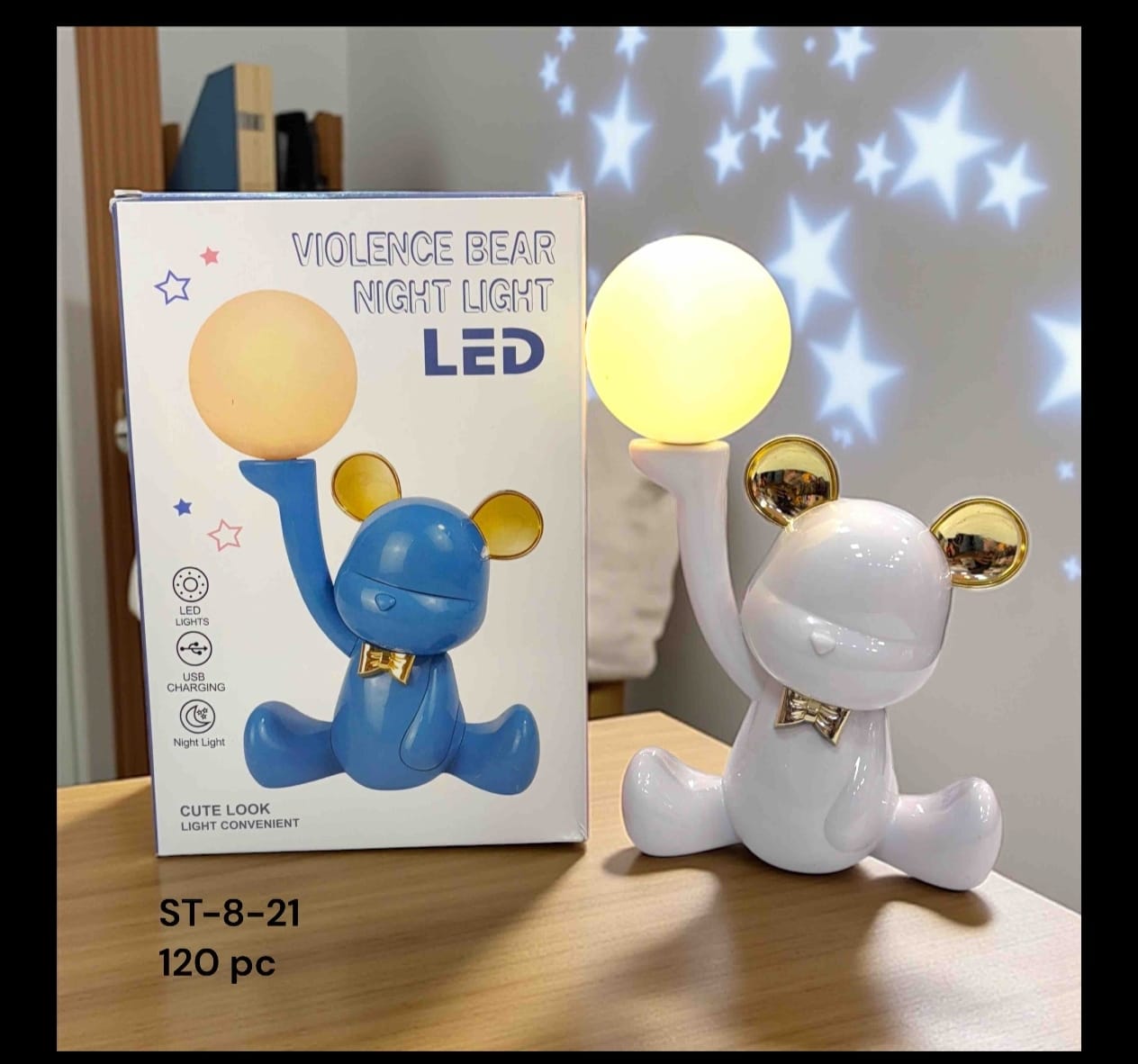 Cute Bear LED Night Light with Star Projector