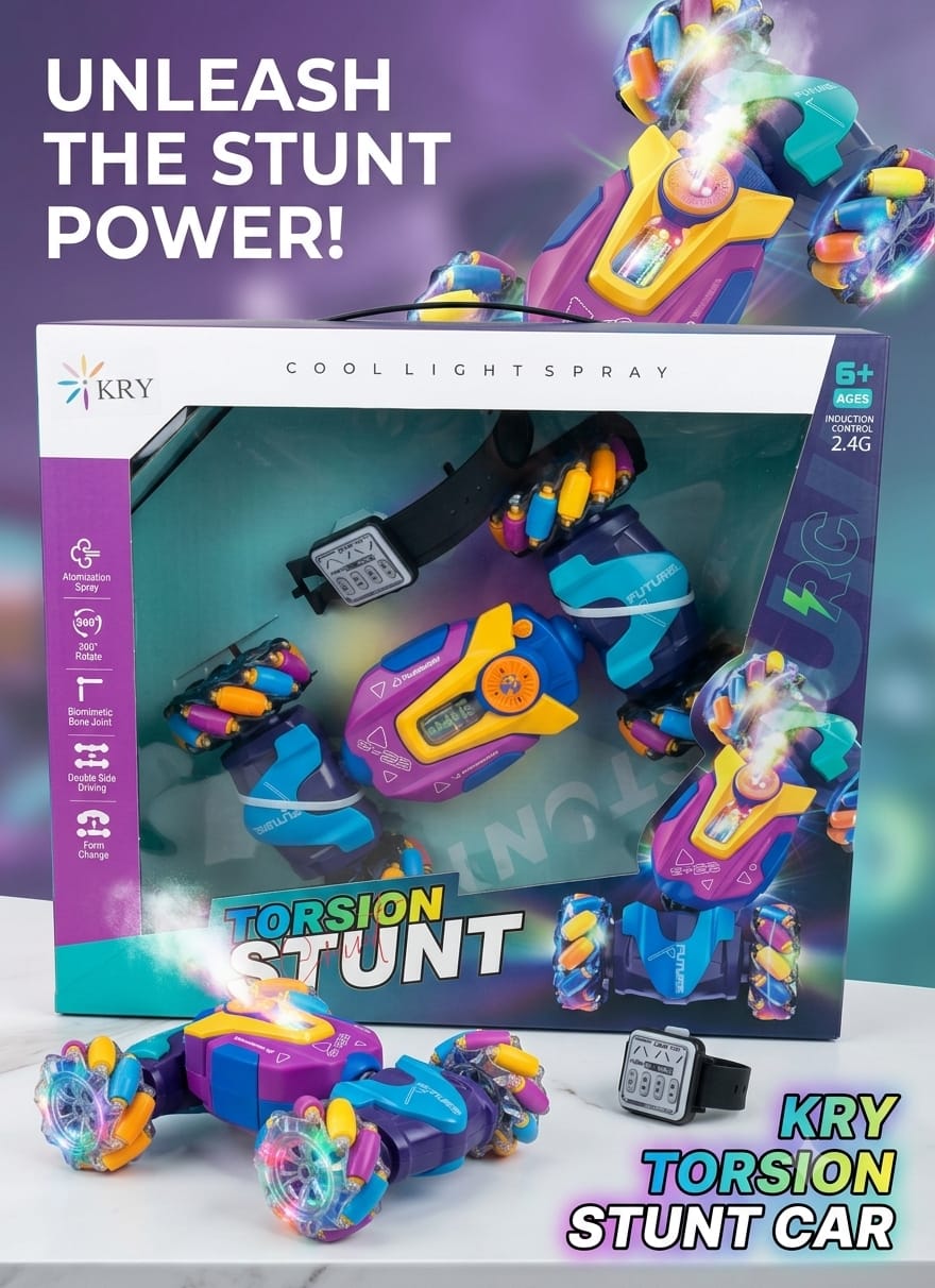 KRY Torsion Stunt RC Car with Cool Light Spray